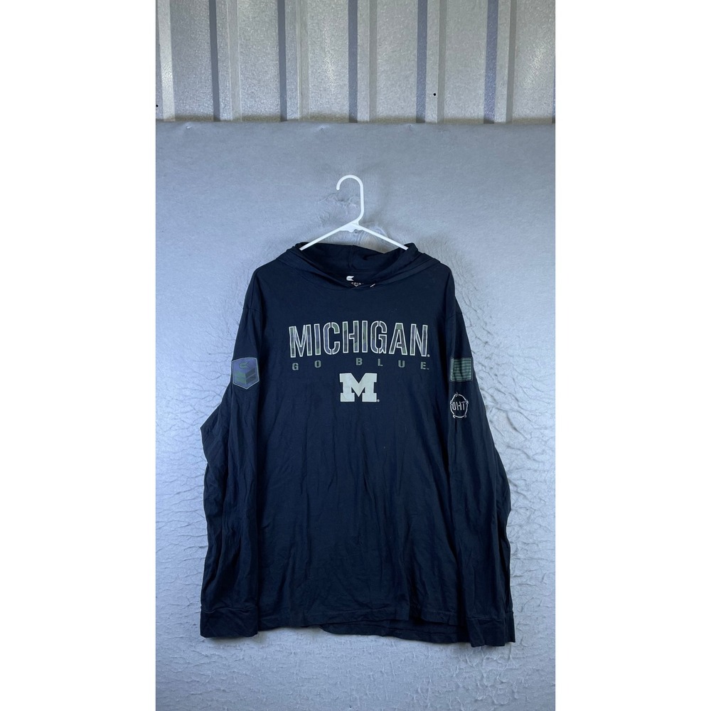 Colosseum Michigan Hoodie Mens XXL Black Excellent OHT USA Military Long Sleeve